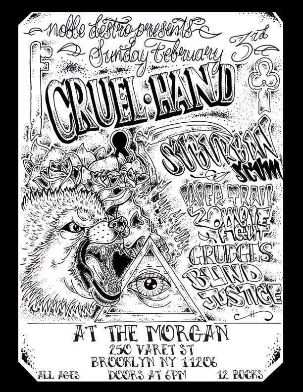 Cruel Hands, Suburban Scum, Papertrail, Zombie Fight, Grudges, Blind Justice, February 3rd, 2013 @ The Morgan Brooklyn